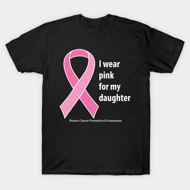 Breast cancer ribbon for daughter with white type T-Shirt by Just Winging It Designs